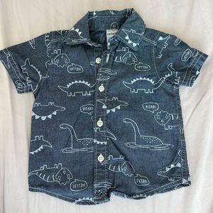 Dinosaur button up short sleeve, like new, smoke free home, size 3 months